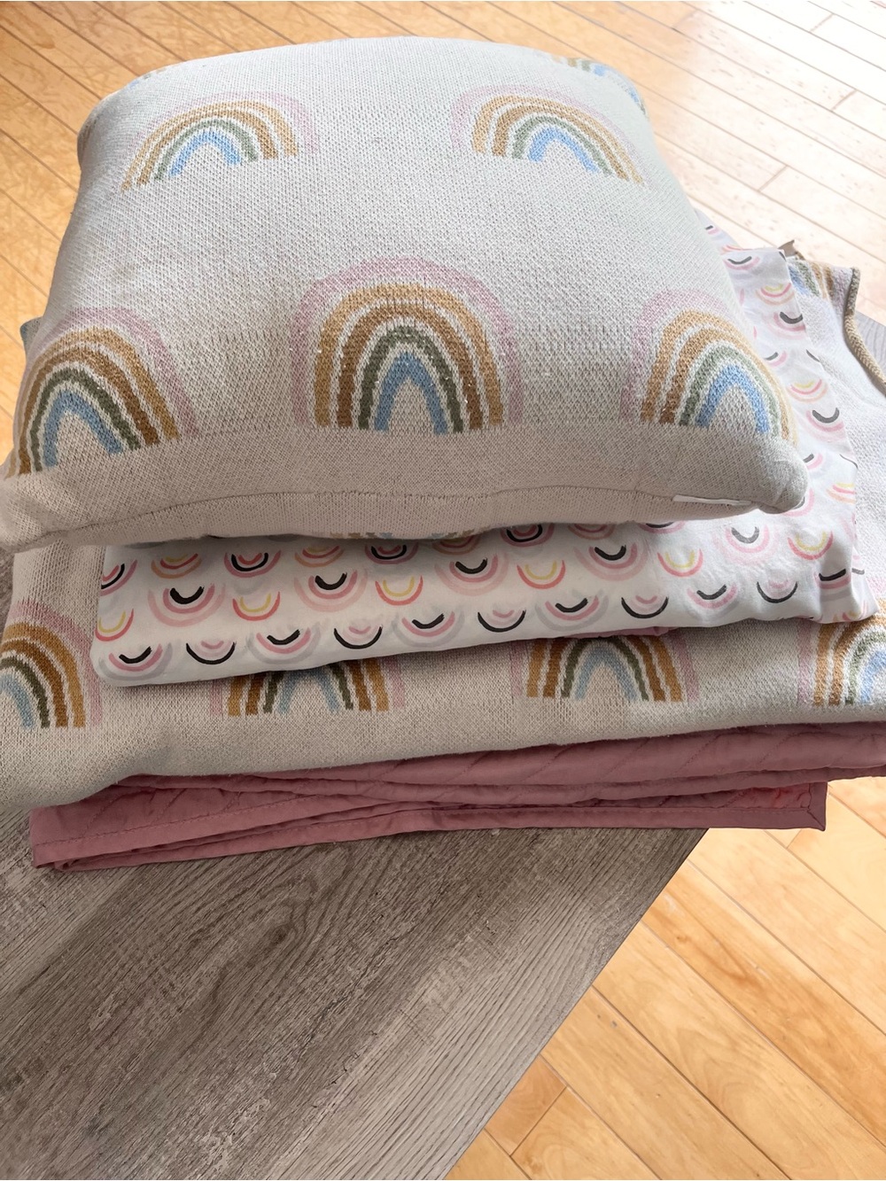 Boho Rainbow Nursery Single Bedding Bundle | Quilt, Pillow, Sheet, Blanket